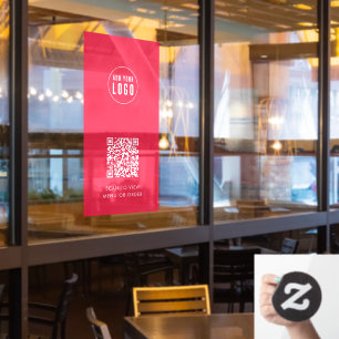 Autocollant Pour Fenêtre Restaurant Café Ajouter logo et code QR Couleur pe