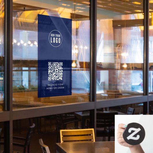 Autocollant Pour Fenêtre Restaurant Café Ajouter logo et code QR Couleur pe (Fenêtre du restaurant)