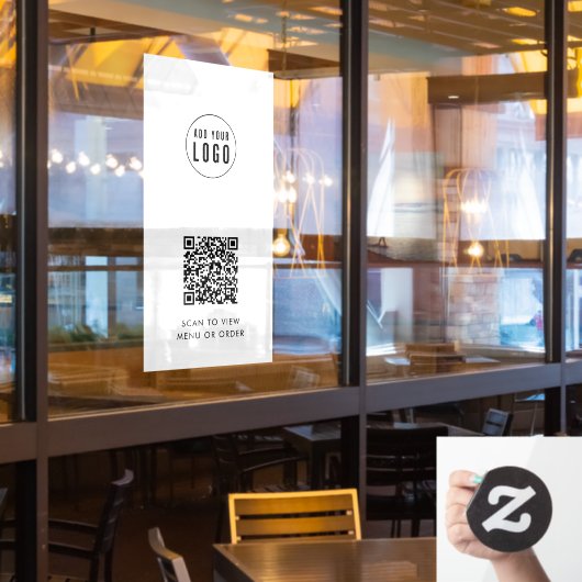 Autocollant Pour Fenêtre Restaurant Cafe Ajouter Logo et votre site web QR (Fenêtre du restaurant)