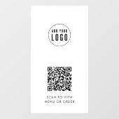 Autocollant Pour Fenêtre Restaurant Cafe Ajouter Logo et votre site web QR (Feuille)