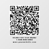Autocollant Pour Fenêtre Restaurant Cafe QR Code (Feuille)