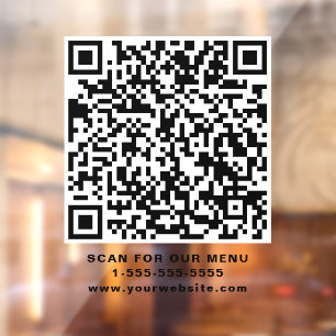 Autocollant Pour Fenêtre Restaurant Cafe QR Code