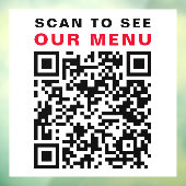 Autocollant Pour Fenêtre Restaurant Café QR Code Scan Menu Blanc (Feuille 3)