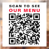 Autocollant Pour Fenêtre Restaurant Café QR Code Scan Menu Blanc (Feuille 2)