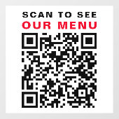 Autocollant Pour Fenêtre Restaurant Café QR Code Scan Menu Blanc (Feuille)
