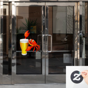 Autocollant Pour Fenêtre Restaurant de fruits de mer crabe de dessin animé
