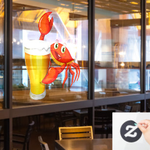 Autocollant Pour Fenêtre Restaurant de fruits de mer crabe de dessin animé
