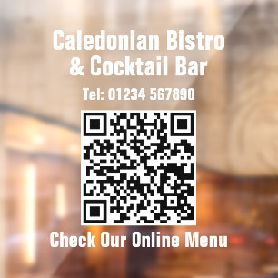 Autocollant Pour Fenêtre Restaurant en ligne Menu QR Code