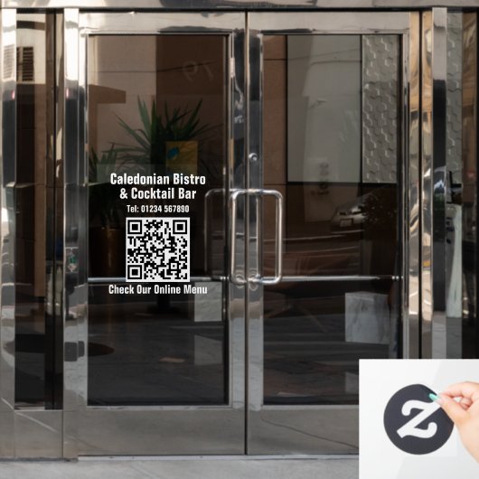 Autocollant Pour Fenêtre Restaurant en ligne Menu QR Code (Porte de bureau)