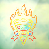 Autocollant Pour Fenêtre Restaurant Faux Neon Hot Pizza Flames (Feuille 3)