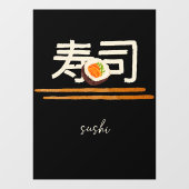 Autocollant Pour Fenêtre Restaurant Sushi Saumon Japonais Calligraphie 2 (Feuille)
