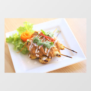Autocollant Pour Fenêtre Restauration thaïlandaise Satay Chicken Skewing Th