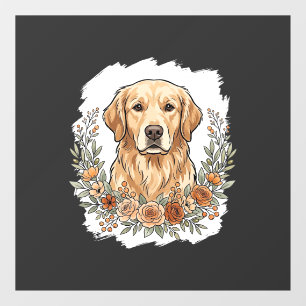 Autocollant Pour Fenêtre Retriever Golden Floral Sublimation
