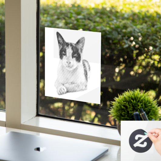 Autocollant Pour Fenêtre Retro Cat Halftone (Bureau)