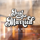Autocollant Pour Fenêtre Retro Juste Marié Mariage (Feuille 2)