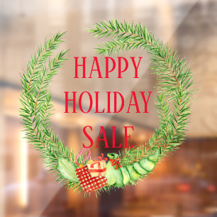 Autocollant Pour Fenêtre rétro vintage noël wreath happy holiday sale