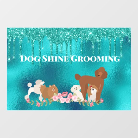 Autocollant Pour Fenêtre Robin's Oeuf Blue Chien Grooming Parties scintilla (Feuille)