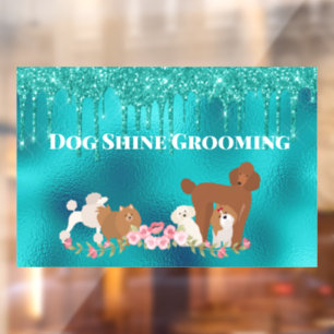 Autocollant Pour Fenêtre Robin's Oeuf Blue Chien Grooming Parties scintilla