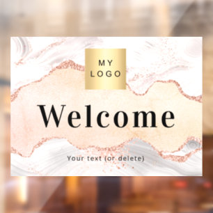 Autocollant Pour Fenêtre Rose gold agate marbre logo entreprise bienvenue