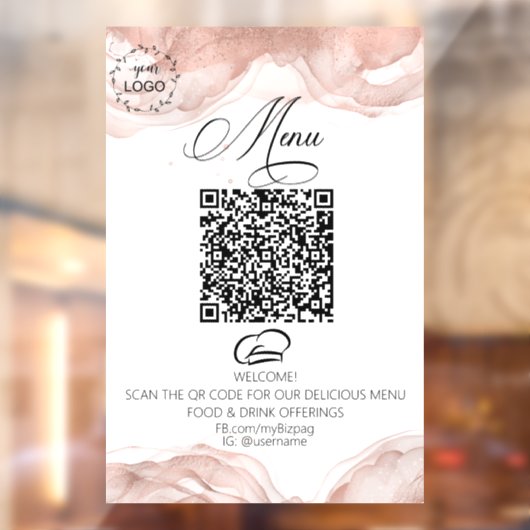 Autocollant Pour Fenêtre *~* Rose Gold Diner Logo alimentaire QR  (Feuille 2)