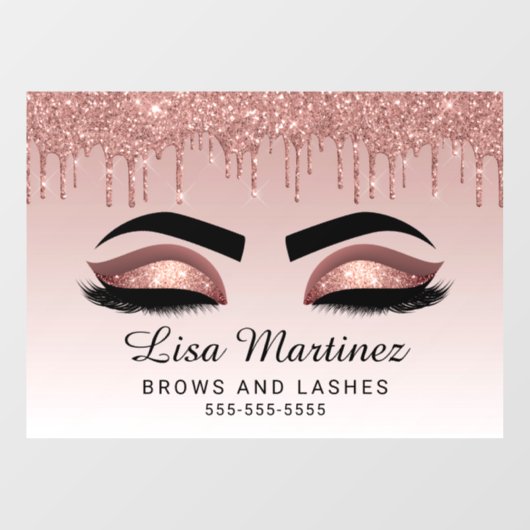 Autocollant Pour Fenêtre Rose Gold Parties scintillant Lash Brow Beauty Bus (Feuille)