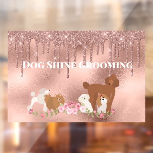 Autocollant Pour Fenêtre Rose or Chien Grooming Parties scintillant Animaux (Feuille 2)