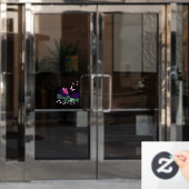 Autocollant Pour Fenêtre Rose vert pourpre Doodé fleurit papillons Slogan (Porte de bureau)