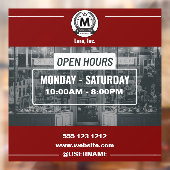 Autocollant Pour Fenêtre Rouge Blanc Monochrome Simple Open Heures Store (Feuille 2)