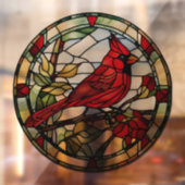 Autocollant Pour Fenêtre Rouge Cardinal Vitrail Oiseau boisé (Feuille 2)
