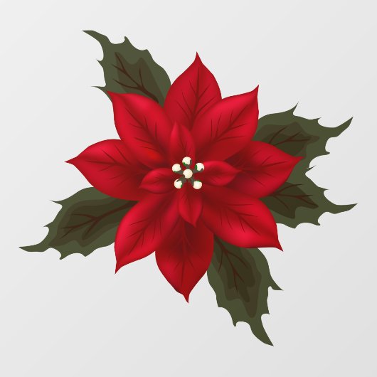 Autocollant Pour Fenêtre Rouge Poinsettia Viande de Vinyle de Noël (Feuille)