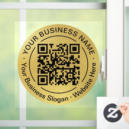 Autocollant Pour Fenêtre Round QR Code Circle Nom commercial Gold Arrière - (Maison)