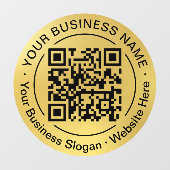 Autocollant Pour Fenêtre Round QR Code Circle Nom commercial Gold Arrière - (Feuille)