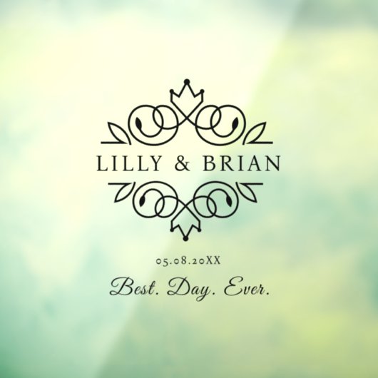 Autocollant Pour Fenêtre Royal, Elegant, "Best Day-Ever" Mariage (Feuille 3)