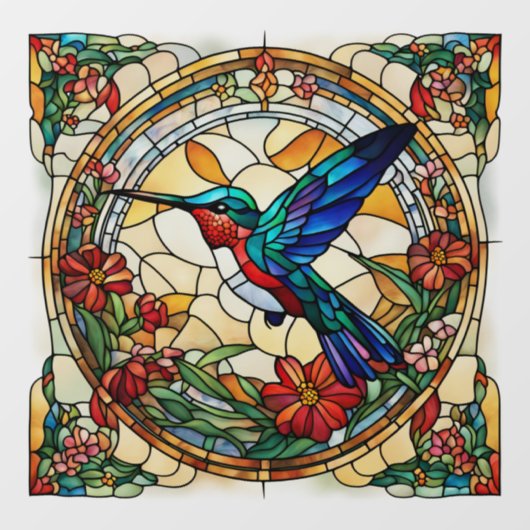 Autocollant Pour Fenêtre Ruby Throsé Colibri Faux Tiré (Feuille)