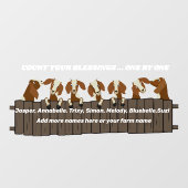 Autocollant Pour Fenêtre Rustique 7 chèvres sur la clôture comptent vos bén (Feuille)