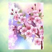 Autocollant Pour Fenêtre Sakura rose sur la peinture Arrière - plan (Feuille 3)