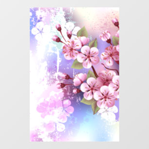 Autocollant Pour Fenêtre Sakura rose sur la peinture Arrière - plan