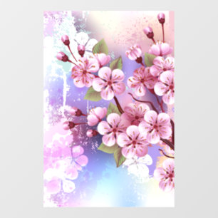 Autocollant Pour Fenêtre Sakura rose sur la peinture Arrière - plan