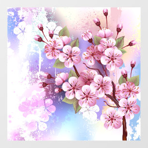 Autocollant Pour Fenêtre Sakura rose sur la peinture Arrière - plan