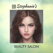 Autocollant Pour Fenêtre Salon de Beauté Fille Belle avec Code QR (Feuille 3)
