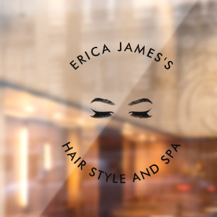 Autocollant Pour Fenêtre Salon de beauté Golden Lashes & Brow