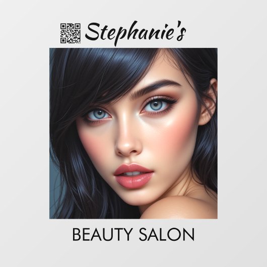 Autocollant Pour Fenêtre Salon de beauté pour fille aux beaux cheveux noirs (Feuille)