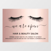 Autocollant Pour Fenêtre Salon de beauté rose or yeux lashes (Feuille)