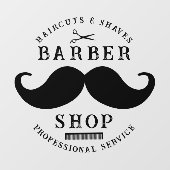 Autocollant Pour Fenêtre Salon de coiffure barbe moderne coiffeur barbier (Feuille)