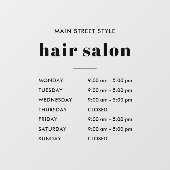 Autocollant Pour Fenêtre Salon de coiffure Heures d'ouverture simples Entre (Feuille)