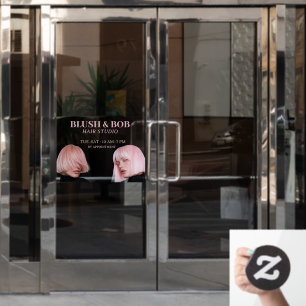 Autocollant Pour Fenêtre Salon de coiffure moderne rose poudré