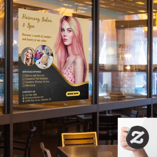 Autocollant Pour Fenêtre Salon de coiffure personnalisé Spa Coupe Teinture  (Fenêtre du restaurant)