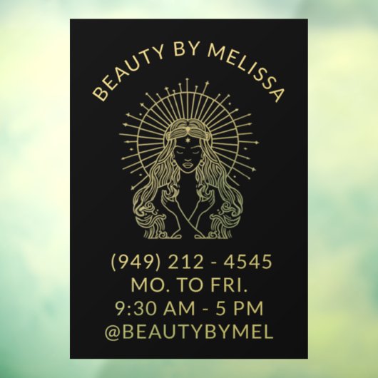 Autocollant Pour Fenêtre Salon de Maquillage Coiffure Ongles Tarot Noir Or (Feuille 3)