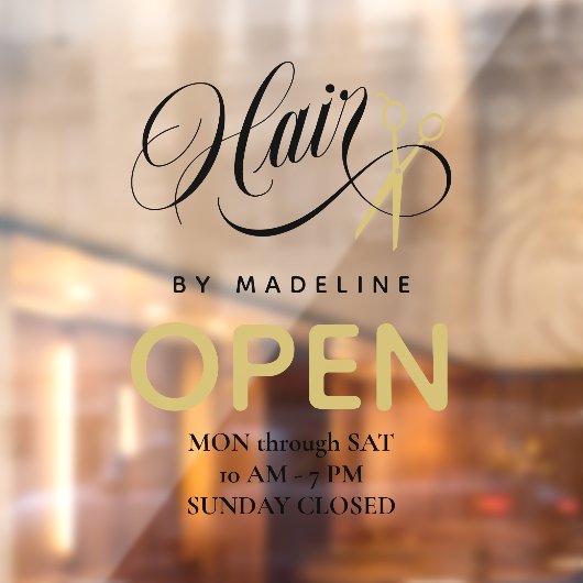 Autocollant Pour Fenêtre Salon des cheveux et ciseaux noirs tourbillonnant (Feuille 2)