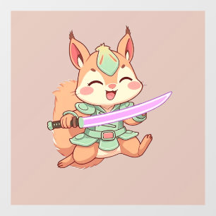 Autocollant Pour Fenêtre Samouraï écureuil kawaii.